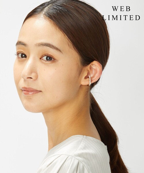 J.PRESS(ジェイプレス)の「【WEB限定】2way ラインパール イヤカフ リング(イヤリング・レディース・シルバー系/ゴールド系・F)」の1枚目の写真