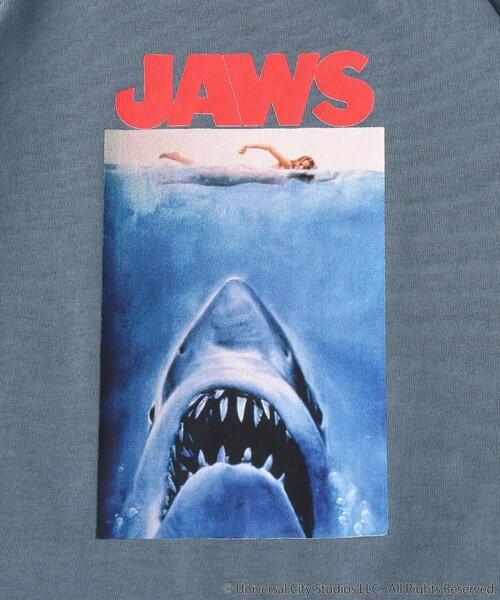 FREAK'S STORE（フリークスストア）の「JAWS/ジョーズ 【WEB限定】 KID’S 別注 ビッグシルエット バックプリント クルーネックTシャツ（Tシャツ/カットソー・キッズ・グリーン/ホワイト/ブラック/グレー/サックスブルー・120/130/140/150）」の9枚目の写真