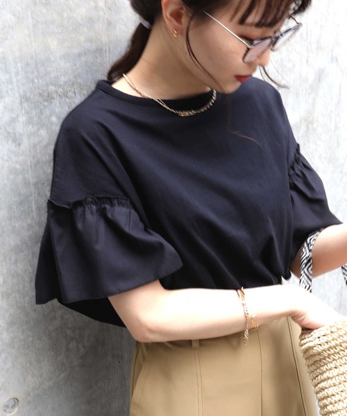 HONEYSUCKLE ROSE（ハニーサックルローズ）の「【HONEYSUCKLE ROSE】袖フリルカットソー（Tシャツ/カットソー・レディース・ホワイト/ライトグレー/ブラック/イエロー/ライラック・M/L）」の8枚目の写真