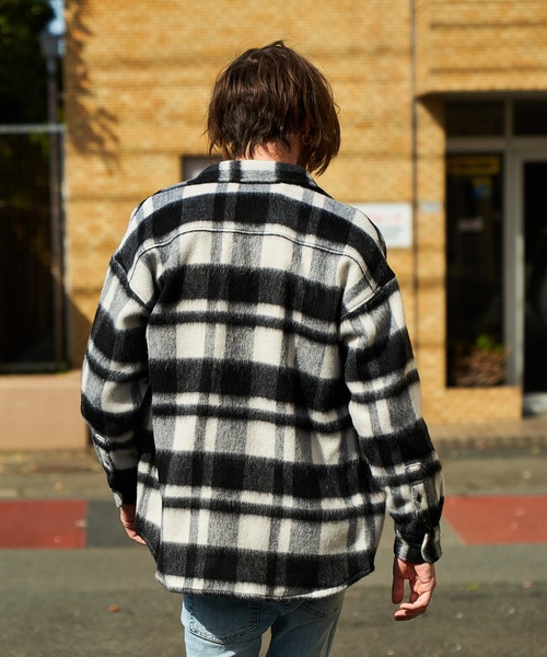 STUD MUFFIN（スタッドマフィン）の「STUD MUFFIN/スタッドマフィン/ウールモヘアシャギーチェック サガラパッチシャツジャケット（その他アウター・メンズ・レッド/ホワイト・3/2）」の6枚目の写真