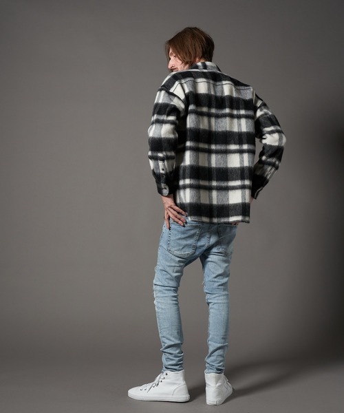 STUD MUFFIN（スタッドマフィン）の「STUD MUFFIN/スタッドマフィン/ウールモヘアシャギーチェック サガラパッチシャツジャケット（その他アウター・メンズ・レッド/ホワイト・3/2）」の12枚目の写真