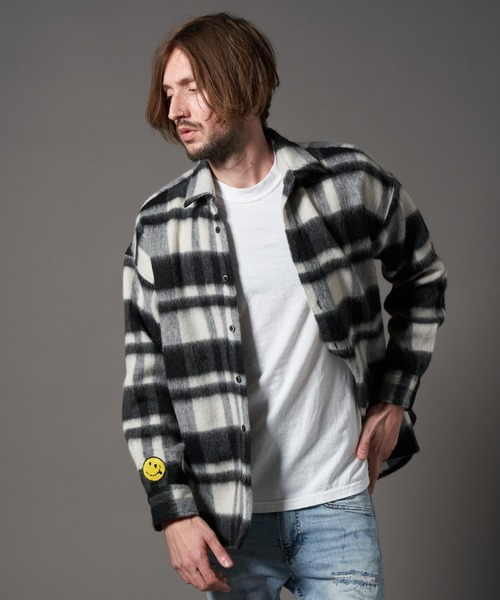 STUD MUFFIN（スタッドマフィン）の「STUD MUFFIN/スタッドマフィン/ウールモヘアシャギーチェック サガラパッチシャツジャケット（その他アウター・メンズ・レッド/ホワイト・3/2）」の13枚目の写真