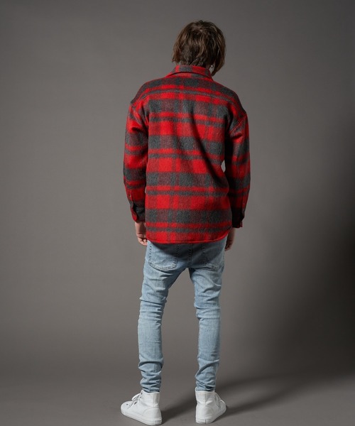STUD MUFFIN（スタッドマフィン）の「STUD MUFFIN/スタッドマフィン/ウールモヘアシャギーチェック サガラパッチシャツジャケット（その他アウター・メンズ・レッド/ホワイト・3/2）」の19枚目の写真