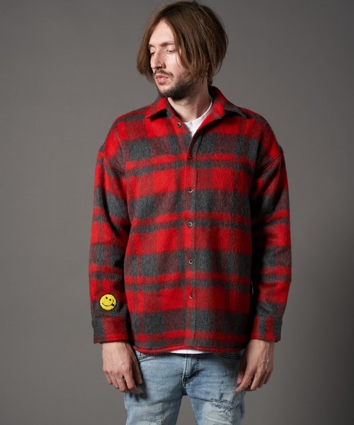 STUD MUFFIN（スタッドマフィン）の「STUD MUFFIN/スタッドマフィン/ウールモヘアシャギーチェック サガラパッチシャツジャケット（その他アウター・メンズ・レッド/ホワイト・3/2）」の20枚目の写真