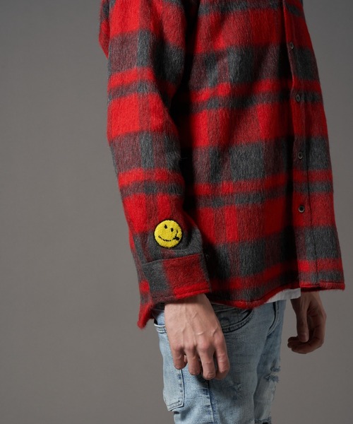 STUD MUFFIN（スタッドマフィン）の「STUD MUFFIN/スタッドマフィン/ウールモヘアシャギーチェック サガラパッチシャツジャケット（その他アウター・メンズ・レッド/ホワイト・3/2）」の21枚目の写真