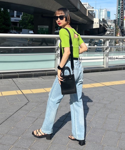 PAGEBOY（ページボーイ）の「WEB限定アイテム / バックオープン半袖ニット（ニット/セーター・レディース・ブラック/オフホワイト/オレンジ/ブルー/グリーン/グレイッシュベージュ・FREE）」の17枚目の写真