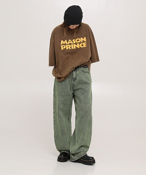 MASONPRINCE（メイソンプリンス）の「【MASONPRINCE】6 color oversized brand logo TEE DT3146（Tシャツ/カットソー・メンズ・グリーン/ブラウン/ブラック/ホワイト/ネイビー/クリーム・S/L/M）」の7枚目の写真
