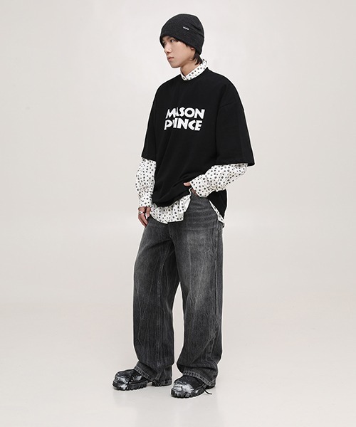 MASONPRINCE（メイソンプリンス）の「【MASONPRINCE】6 color oversized brand logo TEE DT3146（Tシャツ/カットソー・メンズ・グリーン/ブラウン/ブラック/ホワイト/ネイビー/クリーム・S/L/M）」の19枚目の写真