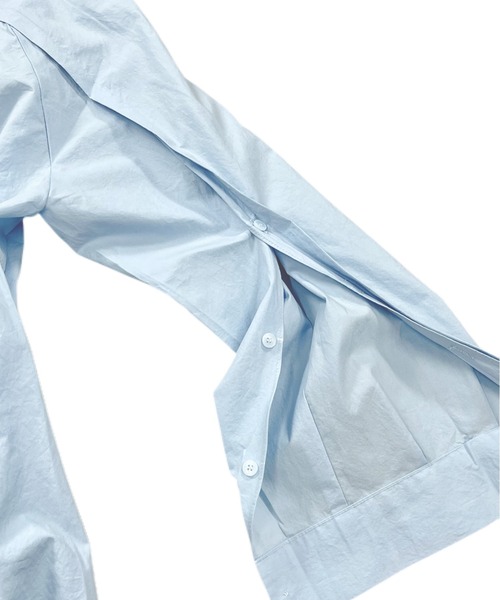 Chikashitsu +(チカシツプラス)の「【Chikashitsu +/チカシツプラス】oversized slit design shirts/長袖シャツ 白シャツ 青シャツ オーバーサイズシャツ ビッグサイズ(シャツ/ブラウス・メンズ・サックスブルー/ブラック/ホワイト・ONE SIZE)」の15枚目の写真