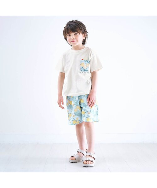 apres les cours(アプレレクール)の「トロピカルモチーフTシャツ(Tシャツ/カットソー・キッズ・アイボリー/キナリ・140/110/100/90/130/120/80)」の3枚目の写真