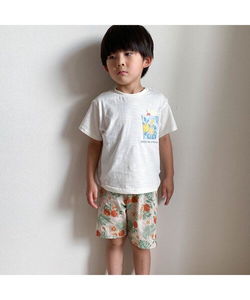 apres les cours(アプレレクール)の「トロピカルモチーフTシャツ(Tシャツ/カットソー・キッズ・アイボリー/キナリ・140/110/100/90/130/120/80)」の6枚目の写真