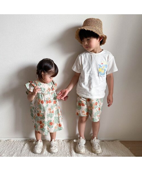 apres les cours(アプレレクール)の「トロピカルモチーフTシャツ(Tシャツ/カットソー・キッズ・アイボリー/キナリ・140/110/100/90/130/120/80)」の7枚目の写真
