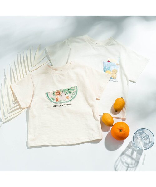 apres les cours(アプレレクール)の「トロピカルモチーフTシャツ(Tシャツ/カットソー・キッズ・アイボリー/キナリ・140/110/100/90/130/120/80)」の9枚目の写真