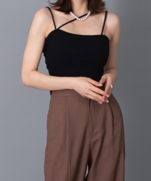 solleim（ソルレム）の「アシメネックリブニットキャミソール（キャミソール・レディース・ブラック/イエロー/ブルー・M）」の8枚目の写真