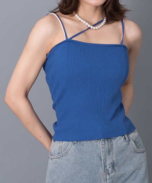 solleim（ソルレム）の「アシメネックリブニットキャミソール（キャミソール・レディース・ブラック/イエロー/ブルー・M）」の12枚目の写真