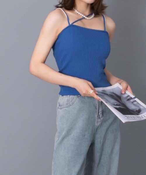 solleim（ソルレム）の「アシメネックリブニットキャミソール（キャミソール・レディース・ブラック/イエロー/ブルー・M）」の13枚目の写真