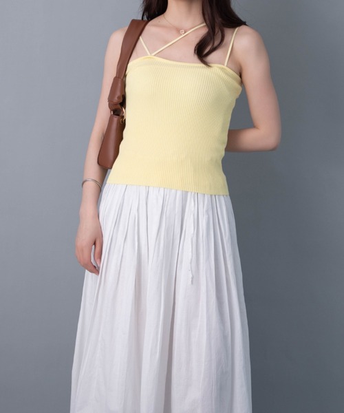 solleim（ソルレム）の「アシメネックリブニットキャミソール（キャミソール・レディース・ブラック/イエロー/ブルー・M）」の4枚目の写真