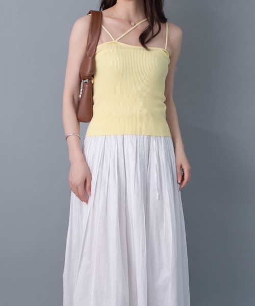 solleim（ソルレム）の「アシメネックリブニットキャミソール（キャミソール・レディース・ブラック/イエロー/ブルー・M）」の5枚目の写真