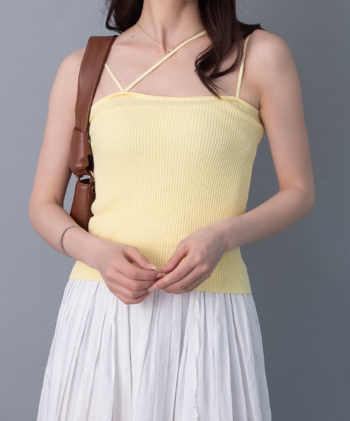 solleim（ソルレム）の「アシメネックリブニットキャミソール（キャミソール・レディース・ブラック/イエロー/ブルー・M）」の6枚目の写真