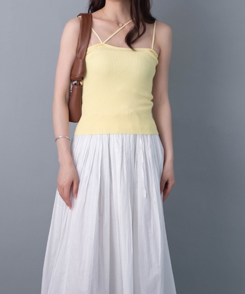 solleim（ソルレム）の「アシメネックリブニットキャミソール（キャミソール・レディース・ブラック/イエロー/ブルー・M）」の7枚目の写真