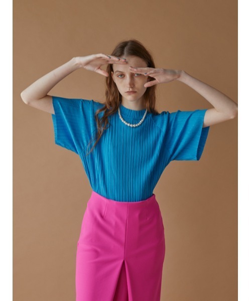 AMAIL(アマイル)の「Pleats half cloth(Tシャツ/カットソー・レディース・ラベンダー/ブルー/ホワイト/ブラック・FREE)」の8枚目の写真
