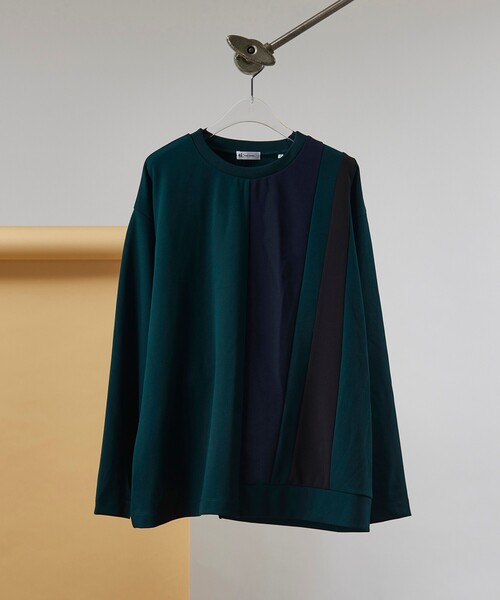 tk.TAKEO KIKUCHI（ティーケータケオキクチ）の「◆アムンゼンパッチワーク長袖カットソー（ユニセックスアイテム）（Tシャツ/カットソー・メンズ・ホワイト系5/ブラック系4/モスグリーン系4・01/02/03）」の3枚目の写真