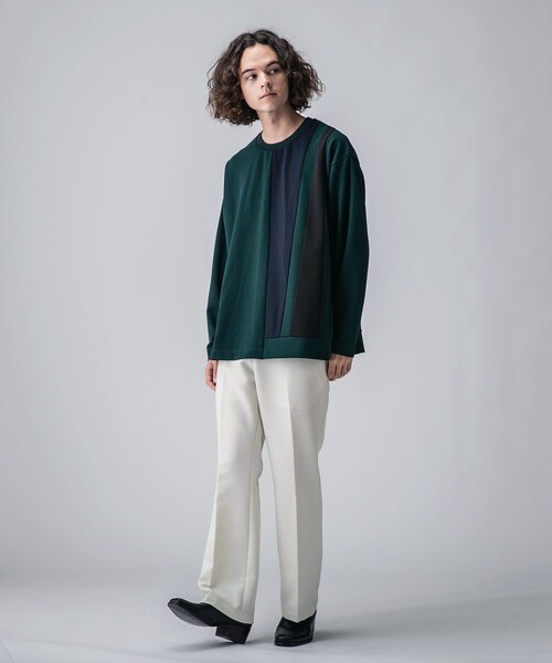 tk.TAKEO KIKUCHI（ティーケータケオキクチ）の「◆アムンゼンパッチワーク長袖カットソー（ユニセックスアイテム）（Tシャツ/カットソー・メンズ・ホワイト系5/ブラック系4/モスグリーン系4・01/02/03）」の12枚目の写真