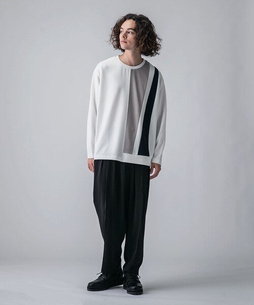 tk.TAKEO KIKUCHI（ティーケータケオキクチ）の「◆アムンゼンパッチワーク長袖カットソー（ユニセックスアイテム）（Tシャツ/カットソー・メンズ・ホワイト系5/ブラック系4/モスグリーン系4・01/02/03）」の14枚目の写真