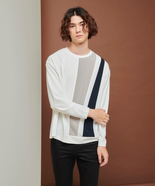 tk.TAKEO KIKUCHI（ティーケータケオキクチ）の「◆アムンゼンパッチワーク長袖カットソー（ユニセックスアイテム）（Tシャツ/カットソー・メンズ・ホワイト系5/ブラック系4/モスグリーン系4・01/02/03）」の19枚目の写真