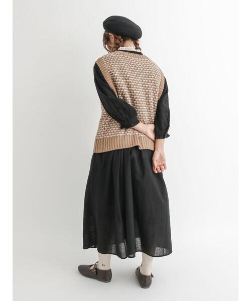 Samansa Mos2(サマンサ モスモス)の「柄編みニットベスト(ベスト・レディース・ブラック/ベージュ/レッド/グリーン・フリ-)」の14枚目の写真