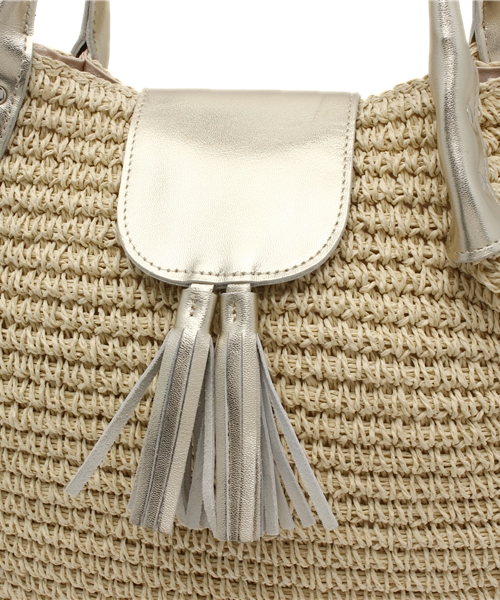 SHIPS for women（シップスフォーウィメン）の「★★【Steady.6月号掲載】 メタリックフラップトートバッグ（かごバッグ・レディース・ゴールド・ONE SIZE）」の8枚目の写真