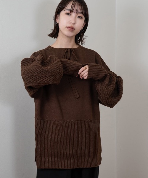 【初回限定】 lawgy（ラウジー）の「neck knit（ニット/セーター string トップス