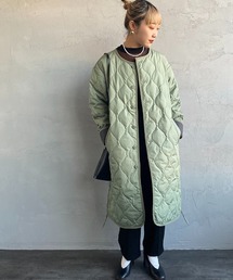 【WEB限定】[TAION/タイオン] MILITARY クルーネックキルティングダウンコート