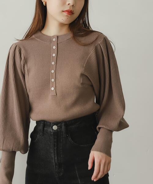 SENSE OF PLACE by URBAN RESEARCH（センスオブプレイスバイアーバンリサーチ）の「ストレッチマトンスリーブセーター（ニット/セーター・レディース・ブラック/オレンジ/ブルー/グリーン/アイボリー/ブラウン・ONE）」の4枚目の写真