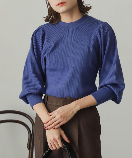 SENSE OF PLACE by URBAN RESEARCH（センスオブプレイスバイアーバンリサーチ）の「ストレッチマトンスリーブセーター（ニット/セーター・レディース・ブラック/オレンジ/ブルー/グリーン/アイボリー/ブラウン・ONE）」の6枚目の写真