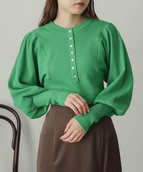 SENSE OF PLACE by URBAN RESEARCH（センスオブプレイスバイアーバンリサーチ）の「ストレッチマトンスリーブセーター（ニット/セーター・レディース・ブラック/オレンジ/ブルー/グリーン/アイボリー/ブラウン・ONE）」の5枚目の写真