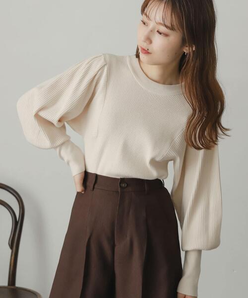 SENSE OF PLACE by URBAN RESEARCH（センスオブプレイスバイアーバンリサーチ）の「ストレッチマトンスリーブセーター（ニット/セーター・レディース・ブラック/オレンジ/ブルー/グリーン/アイボリー/ブラウン・ONE）」の11枚目の写真