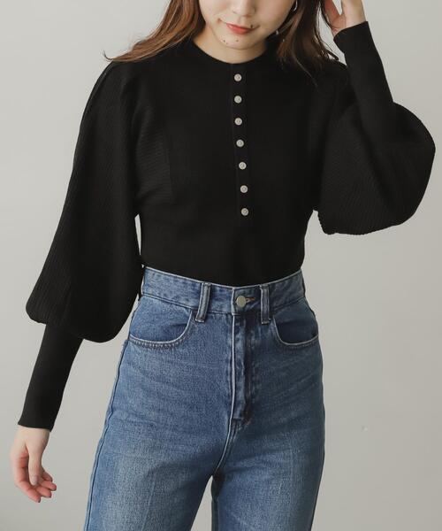 SENSE OF PLACE by URBAN RESEARCH（センスオブプレイスバイアーバンリサーチ）の「ストレッチマトンスリーブセーター（ニット/セーター・レディース・ブラック/オレンジ/ブルー/グリーン/アイボリー/ブラウン・ONE）」の21枚目の写真