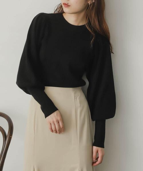 SENSE OF PLACE by URBAN RESEARCH（センスオブプレイスバイアーバンリサーチ）の「ストレッチマトンスリーブセーター（ニット/セーター・レディース・ブラック/オレンジ/ブルー/グリーン/アイボリー/ブラウン・ONE）」の9枚目の写真