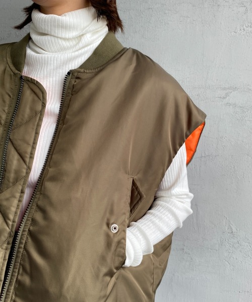 KIFFE（キッフェ）の「[KIFFE/キッフェ] ビッグシルエット MA-1ベスト（MA-1・レディース・オリーブ/ブラック・F）」の9枚目の写真