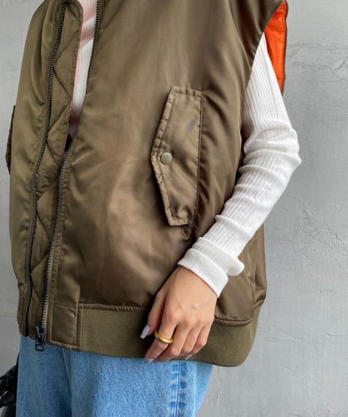 KIFFE（キッフェ）の「[KIFFE/キッフェ] ビッグシルエット MA-1ベスト（MA-1・レディース・オリーブ/ブラック・F）」の18枚目の写真