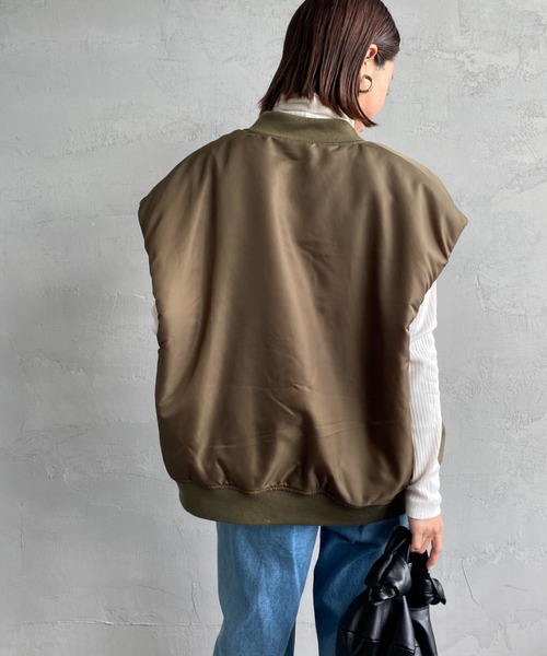 KIFFE（キッフェ）の「[KIFFE/キッフェ] ビッグシルエット MA-1ベスト（MA-1・レディース・オリーブ/ブラック・F）」の4枚目の写真