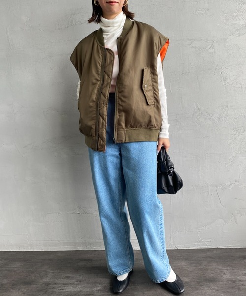 KIFFE（キッフェ）の「[KIFFE/キッフェ] ビッグシルエット MA-1ベスト（MA-1・レディース・オリーブ/ブラック・F）」の20枚目の写真