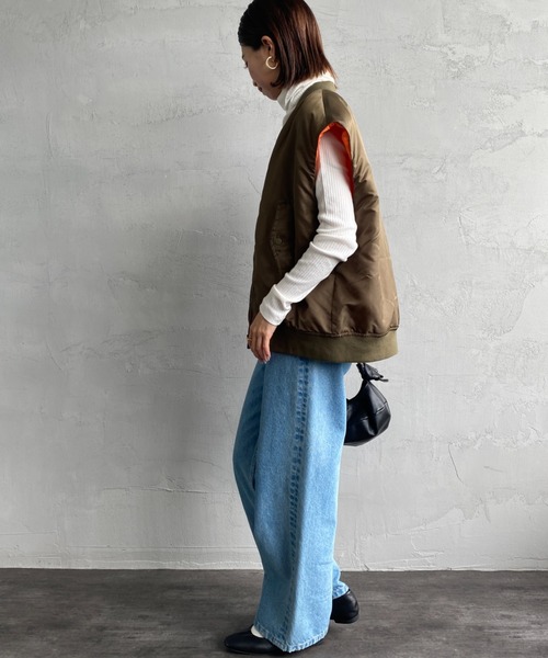 KIFFE（キッフェ）の「[KIFFE/キッフェ] ビッグシルエット MA-1ベスト（MA-1・レディース・オリーブ/ブラック・F）」の6枚目の写真