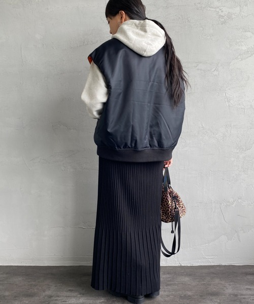 KIFFE（キッフェ）の「[KIFFE/キッフェ] ビッグシルエット MA-1ベスト（MA-1・レディース・オリーブ/ブラック・F）」の5枚目の写真