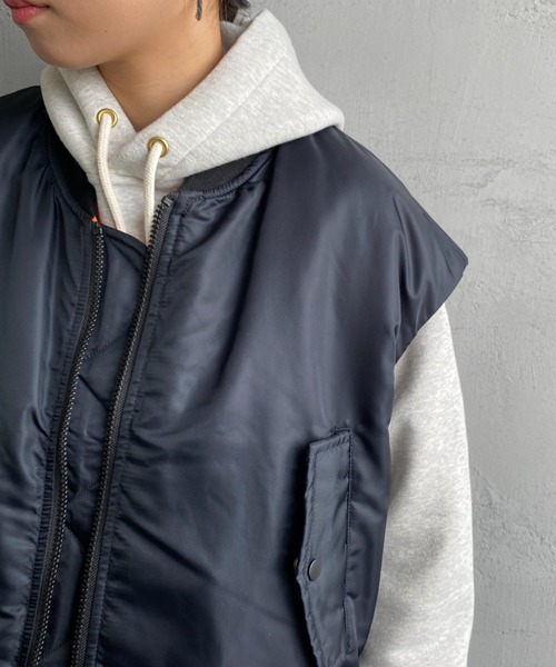 KIFFE（キッフェ）の「[KIFFE/キッフェ] ビッグシルエット MA-1ベスト（MA-1・レディース・オリーブ/ブラック・F）」の22枚目の写真