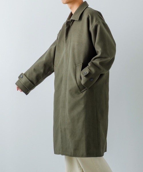 improves（インプローブス）の「【improves】メルトン オーバーコート（ステンカラーコート・メンズ・ブラック/オリーブ/グレイッシュベージュ・MEDIUM/LARGE）」の5枚目の写真