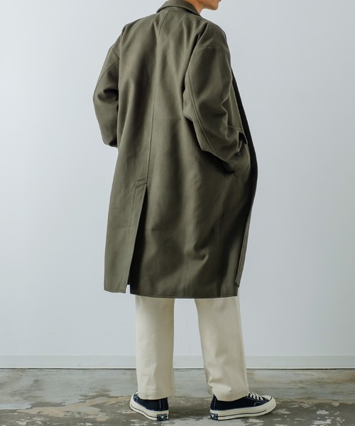 improves（インプローブス）の「【improves】メルトン オーバーコート（ステンカラーコート・メンズ・ブラック/オリーブ/グレイッシュベージュ・MEDIUM/LARGE）」の7枚目の写真