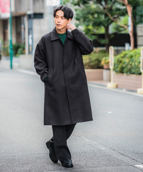 improves（インプローブス）の「【improves】メルトン オーバーコート（ステンカラーコート・メンズ・ブラック/オリーブ/グレイッシュベージュ・MEDIUM/LARGE）」の17枚目の写真