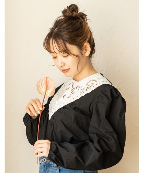chocomee（チョコミー）の「embroidery blouse/エンブロイダリーブラウス（シャツ/ブラウス・レディース・ホワイト/ブラック・FREE）」の10枚目の写真